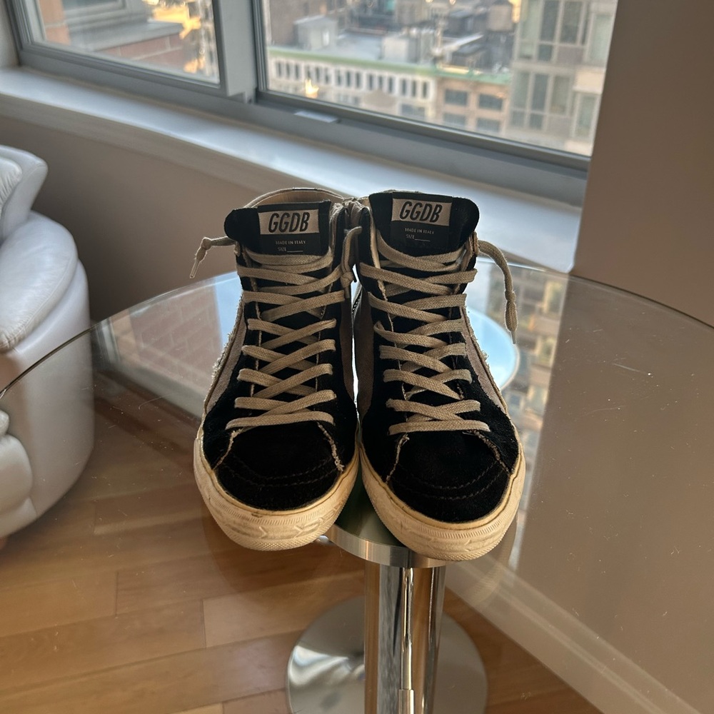 Golden Goose High Top Sneakers. Size 8.5. Grey and Black, Distressed. - Picture 5 of 6
